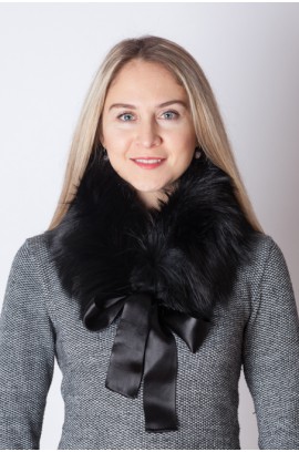 Black fox fur collar - neck warmer